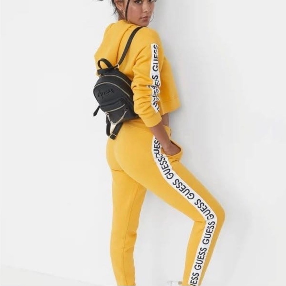 Guess Yellow Logo-Stripe Track Joggers